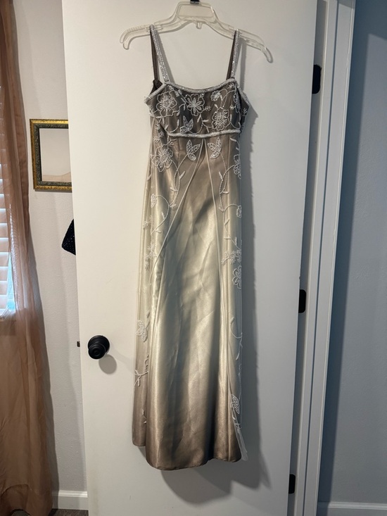 Cache Dresses & Skirts - Caché Embroidered Satin Slip Dress in Ombre Champagne
